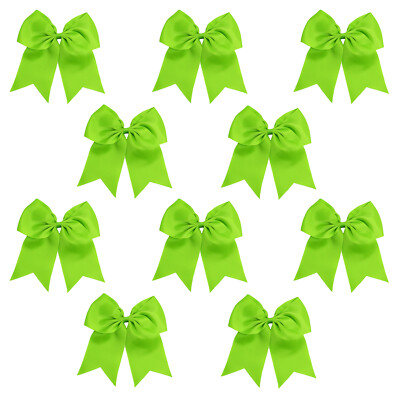 10 Pcs 7 Inch Jumbo Cheer Bows Ponytail Holder Cheerleading Girls Bow Hair Tie