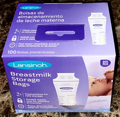 Lansinoh Breastmilk Breast Pump Storage Bag 20470 - 100 Count NEW BPA & BPS Free