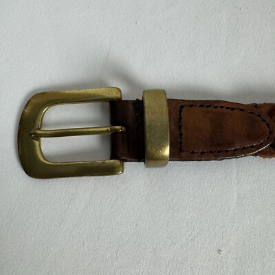 Aimee Lynn Genuine Leather Brown Braided Brass Buckle Dress  display picture 1