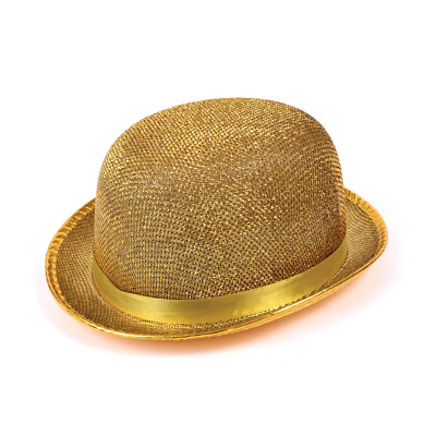 Goldener Bowlerhut Lurex Showman Kostümzubehör 1920er Bowler Neu