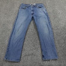 VINTAGE Levis Jeans Mens 36X30 Dark Blue Denim Pants 505 Straight Leg Faded Y2K