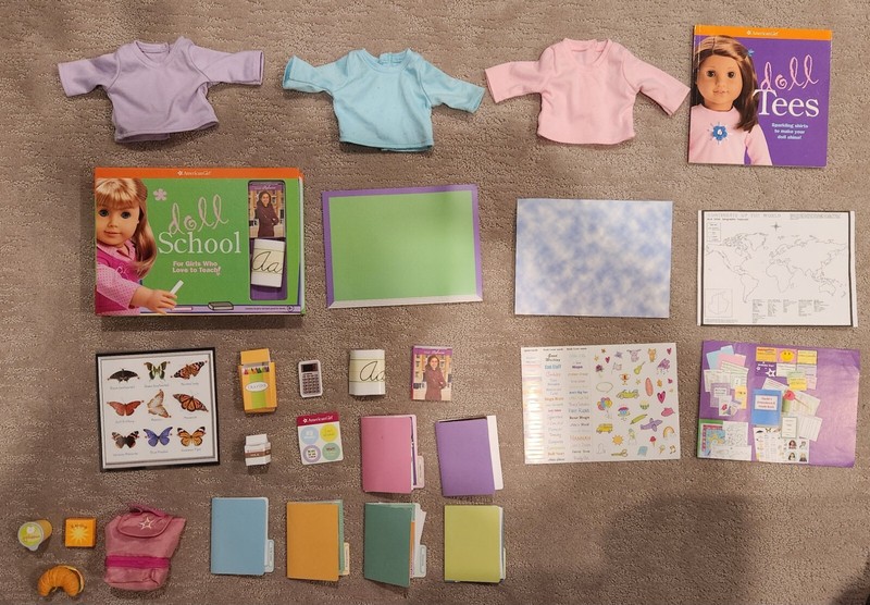 American Girl Doll 2 School Kits (1 unopened 1 used) 1 Used Tees Kit + Bonus Set