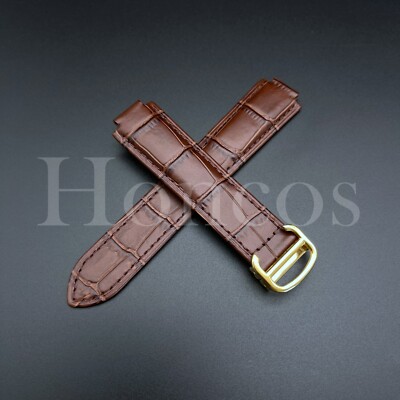 Brown Genuine Leather Alligator Watch Band Strap Fits For CARTIER Ballon Bleu US
