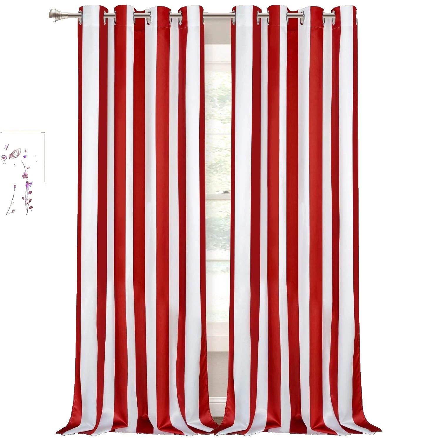 条纹缎面窗帘和窗帘