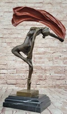 Original Art Deco Flag Dancer by Aldo Vitaleh Bronze Hot Cast Figurine Sculpture
