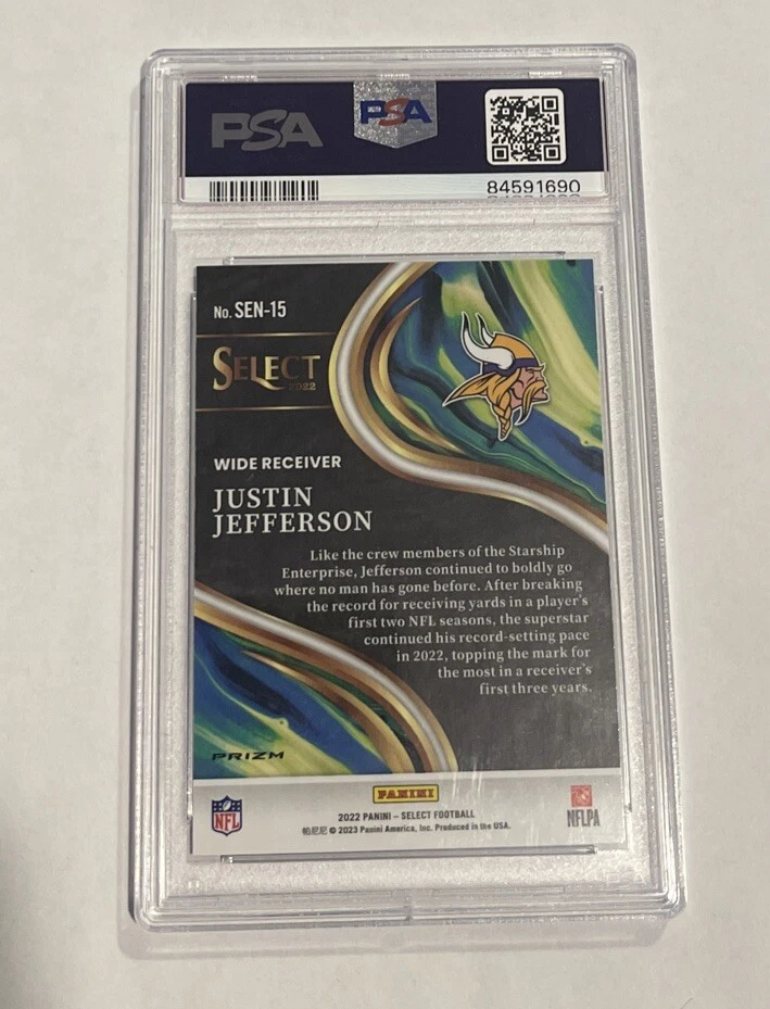 2022 Justin Jefferson Select Zebra Sensations SSP PSA 10 POP 5 - Image 2 of 2