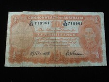 Australian 1942 Armitage Mcfarlane Ten Shillings Banknote (AB03)
