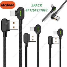 3 Pack Mcdodo 90 Degree Elbow USB Cable Charger Cord 4/6/10FT For iPhone13 12 11