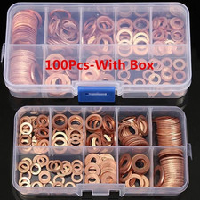 100pcs Copper Washer Gasket Set M8 M10 M12 M14 Sump Plug Seal Kit - NEW