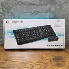 Logitech MK120 Wired Keyboard and Mouse Combo Set USB Plug & Play Black New Seal