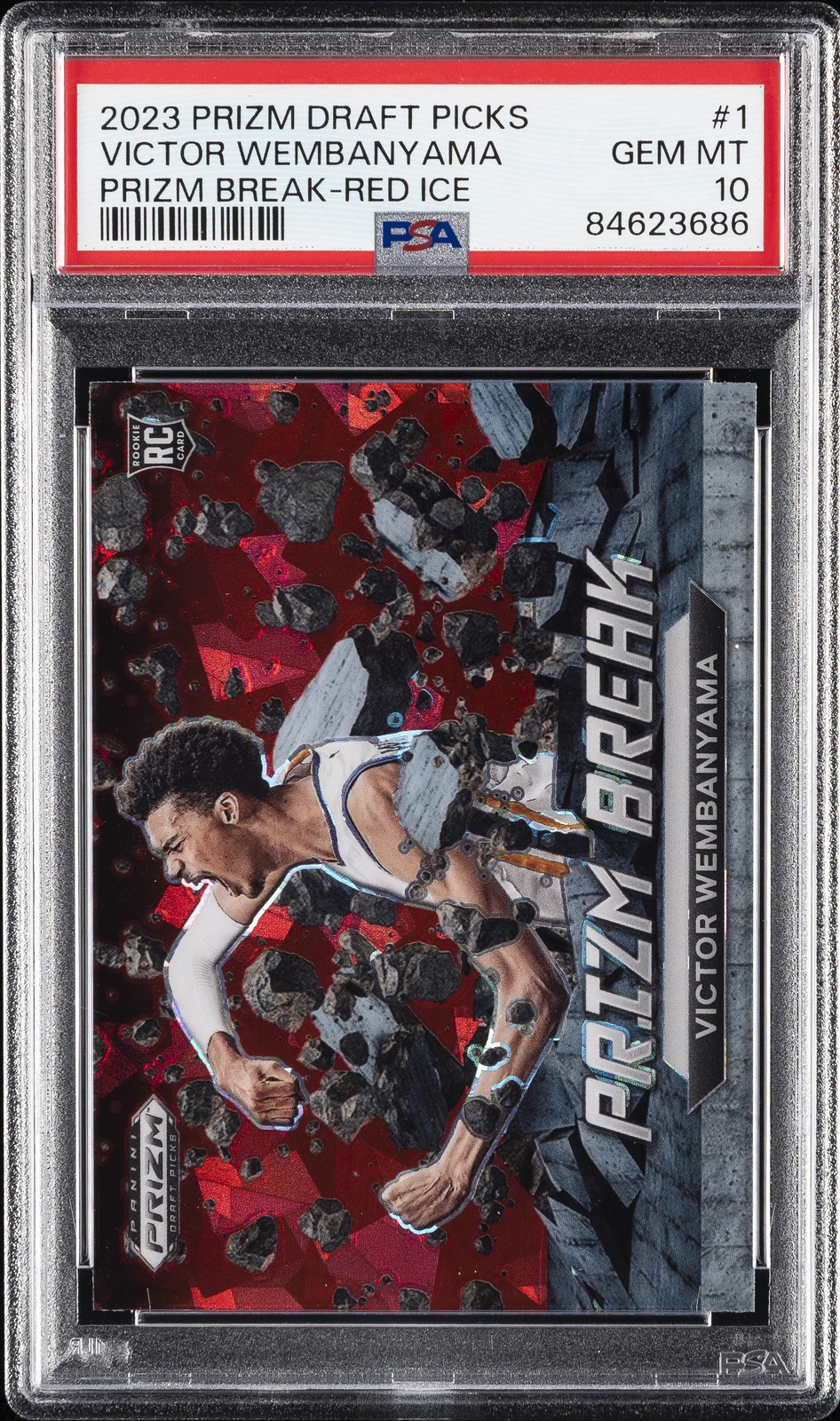 2023 PANINI PRIZM DRAFT PICKS PRIZM BREAK RED ICE #1 VICTOR WEMBANYAMA PSA 10