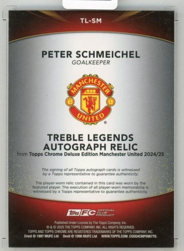2024-25 Topps Cromo Edición Deluxe Peter Schmeichel Treble Auto 1/5 Foto 2 de 2