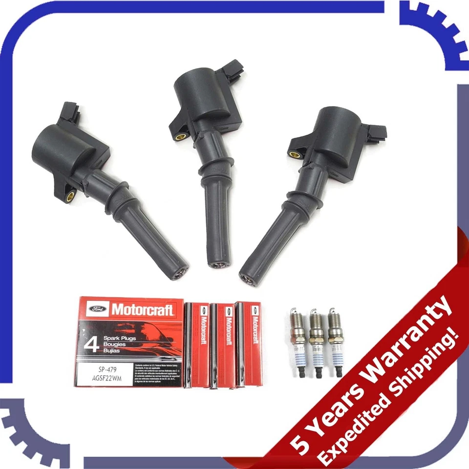 BOBINA DE ENCENDIDO B267*JUEGO DE 3 Y 3 BUJÍAS MOTORCRAFT PARA FORD LINCOLN IC005 Foto 2 de 3