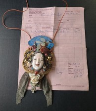 VTG OOAK Mixed Media Chinese Statement Necklace Gallery Wearable Art NY Dorka?