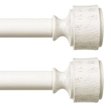 2 Pack Antique White Wood Curtain Rod, Decorative Heavy Duty Curtain Rods for...