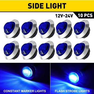 Strobe+Steady 3/4'' Marker Lights Blue Dual Function Brake Trailer Marker Lamps J