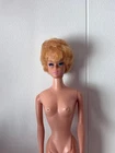 Vintage 1962 Blonde Bubble Cut Barbie Doll Split On Side Of Head Japan Foot