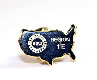 Vintage UAW Region 1E Lapel Pin United States Map Gold-Tone Collectible