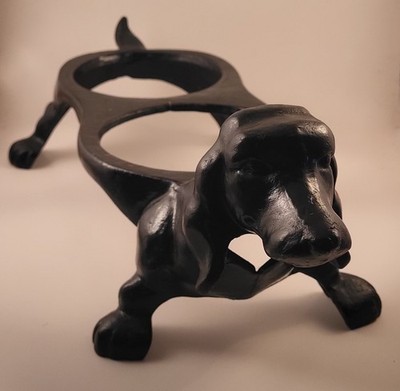 Vintage Cast Iron Original Dachshund Dog Dish Feeding Stand   1950s