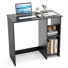 31.5 Inch Modern Home Office Desk with 2 Compartments-Black - Color: Black