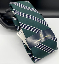 Brooks Brothers Men's Silk Blend Tie Dark Green Striped NEW MSRP: 98.00