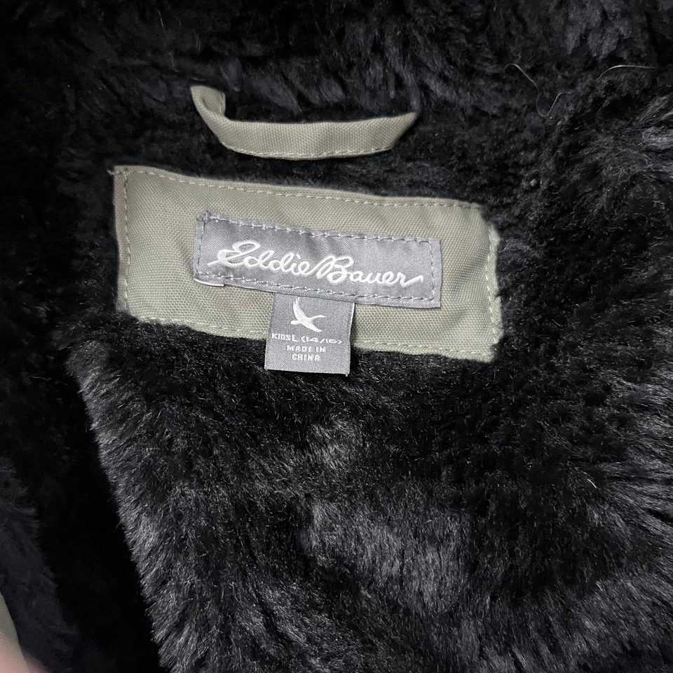 Chaqueta Parka Eddie Bauer Para Hombre Grande Verde Imitación Piel Capucha Sherpa Forrada Aislada Foto 3 de 4