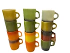 12 Vintage Anchor Hocking Fire King Solid & 2 Toned Color Stackable Mugs