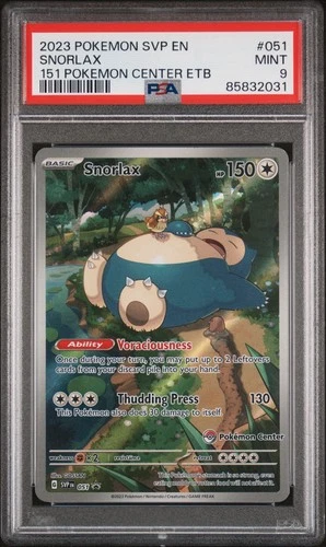 2023 POKEMON SVP EN-SV BLACK STAR POKEMON CENTER PROMO  #051 SNORLAX 151 PSA 9🔥