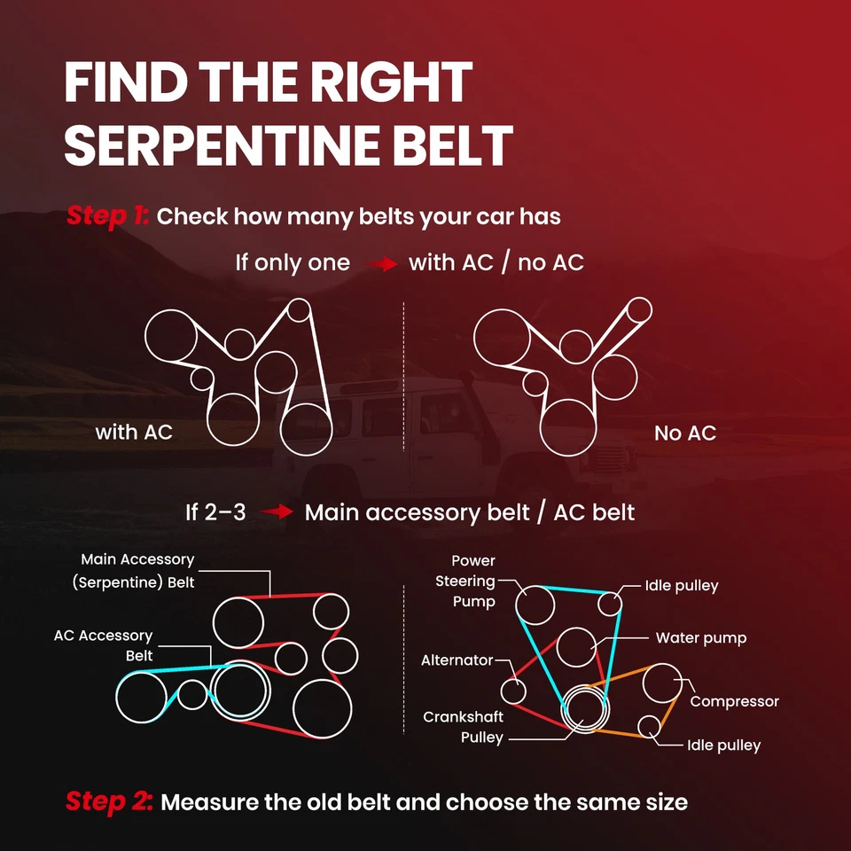 Kit de componentes de transmisión por correa Serpentine para Ford E-450 F-250 F-350 Super Duty 6,2 L Foto 3 de 4