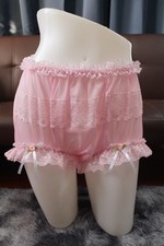  A87 2XL/ElasticW.24-42" Vintage Style Pink Nylon Full Brief Panties Underwear