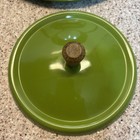 1970s Imperial MCM Mod Green Floral Fondue Set With Sticks 6 Divided Plates NICE — photo 7