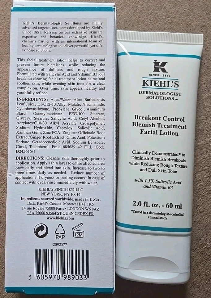 Kiehl's Breakout Control Classic Blemish Treatment Facial Lotion 2oz New in Box  - Image 2 of 4