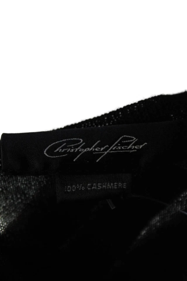 Suéter Christopher Fischer para mujer cuello redondo cachemir en capas negro talla XS Foto 4 de 4