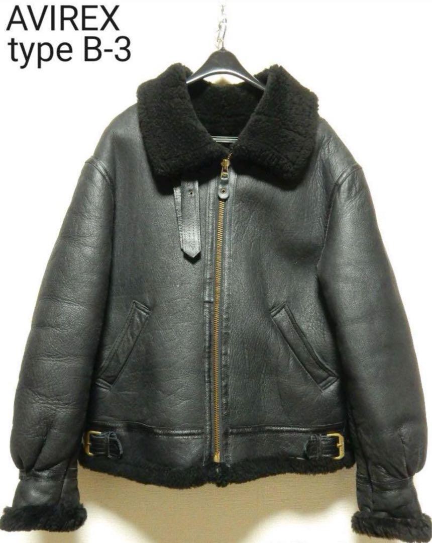 Avirex B-3 Flight Leather Jacket Black Shearling Lined Size Avirex B-3 Flight Leather Jacket Black Shearling Lined Size
