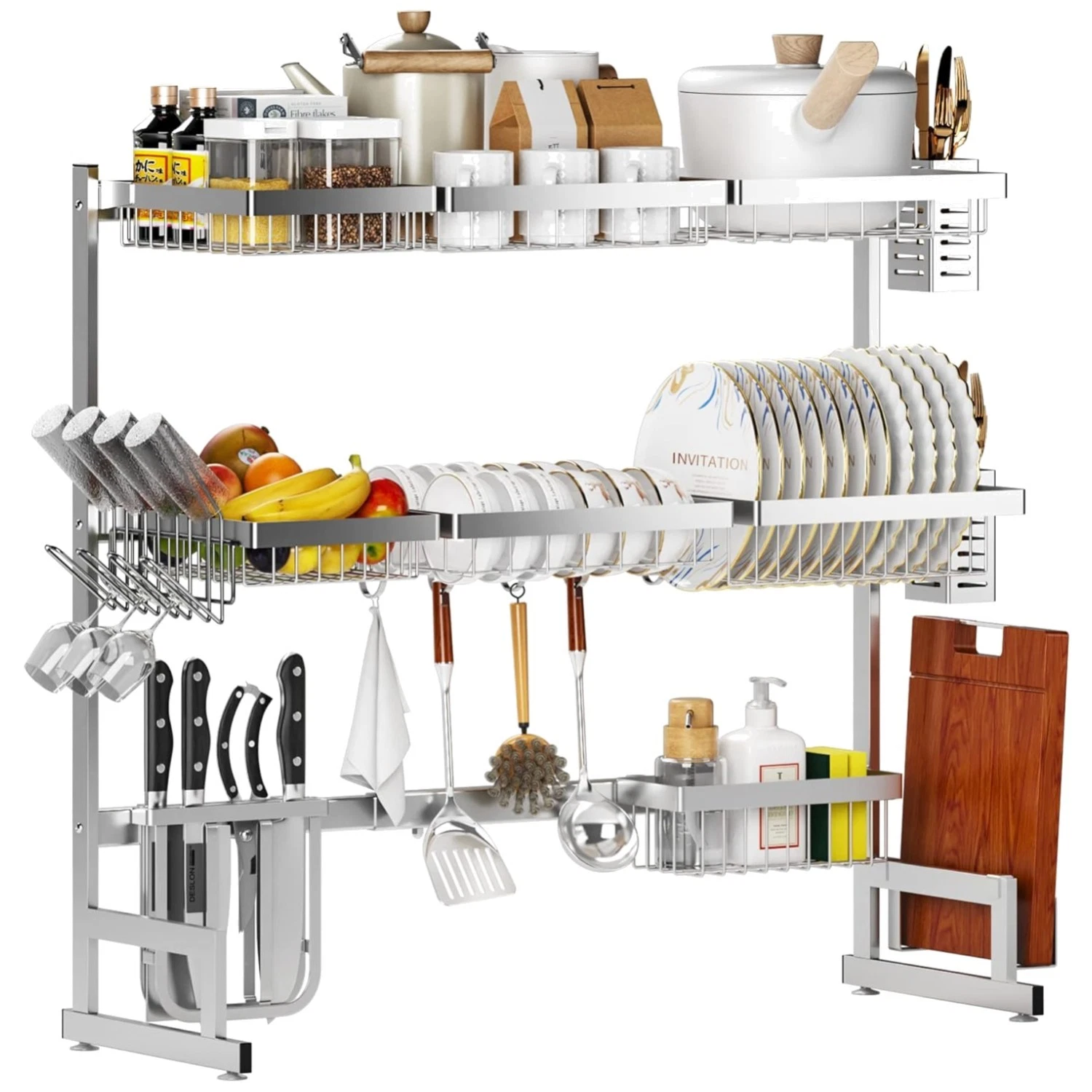 Adjustable Large Dish Drainer for Kitchen Organization