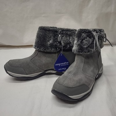 Easy Spirit Elementa Womens Gray Suede Water Resistant Cuffed Zip Boots Size 5M