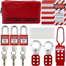 Comprehensive Electrical Lockout Tagout Kit with 3 Padlocks & Nylon Pouch