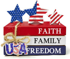 4Th of July Wooden Star Signs Decorations, Memorial Day Patriotic Independence D