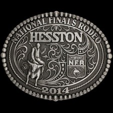 2014 NOS Hesston National Finals Rodeo Nfr Adult Lg Cowboy Western Belt Buckle