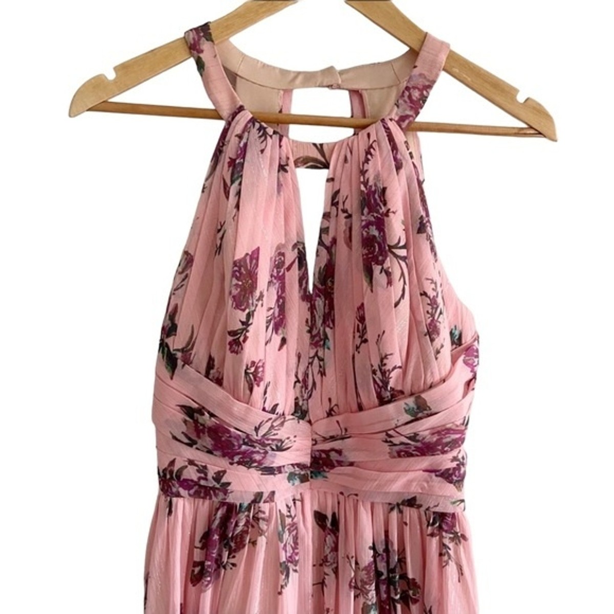Marchesa Notte*優雅*エレガント*花柄*オープンバック*Carrara NEW Marchesa Notte Carrara Blush Floral Halter Lurex Gown