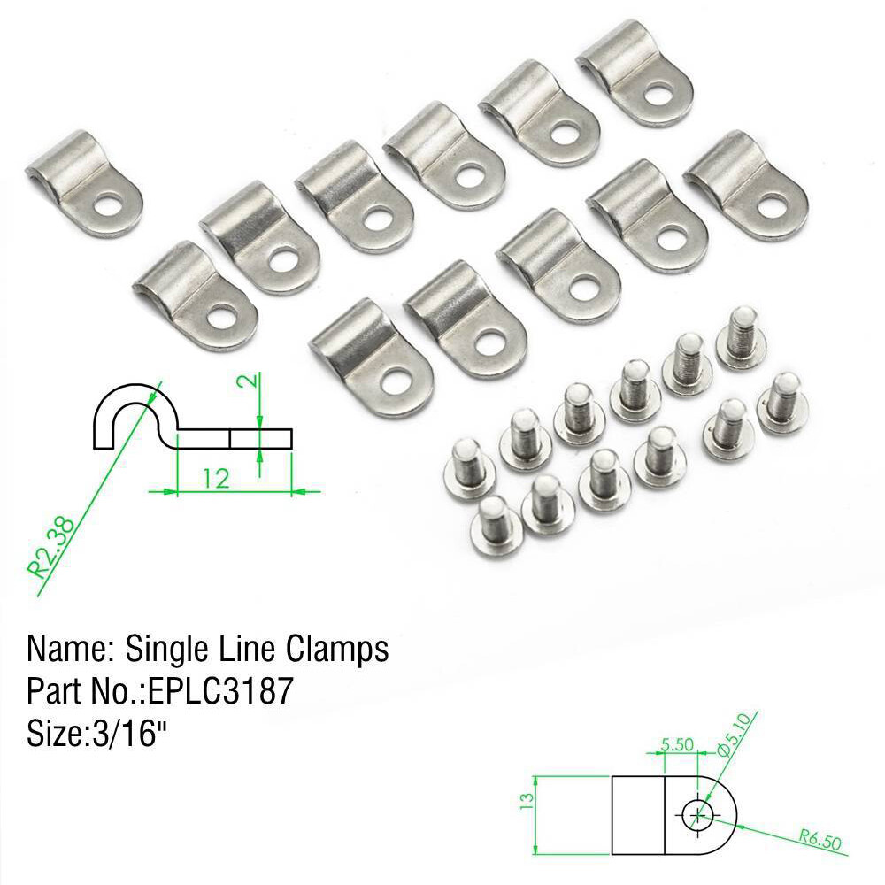 Set Of 12 Single Brake Line Mounting Clamps 3/16 Stainless Steel eBay