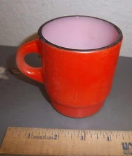 Vintage Orange Fire King Anchor Hocking Stackable Coffee Mug Cup D Handle
