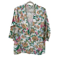 Vintage Haband 80s Floral Blazer Jacket Country Cottage Core Relaxed USA L