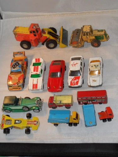 Job Lot 13 Lesney Matchbox Dinky Etc! Die Cast Toys Cars Lorries Tractor Shovel