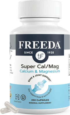 Freeda Super Cal/Mag | 250 Capsules | Bone & Joint Support | Vegan, Kosher