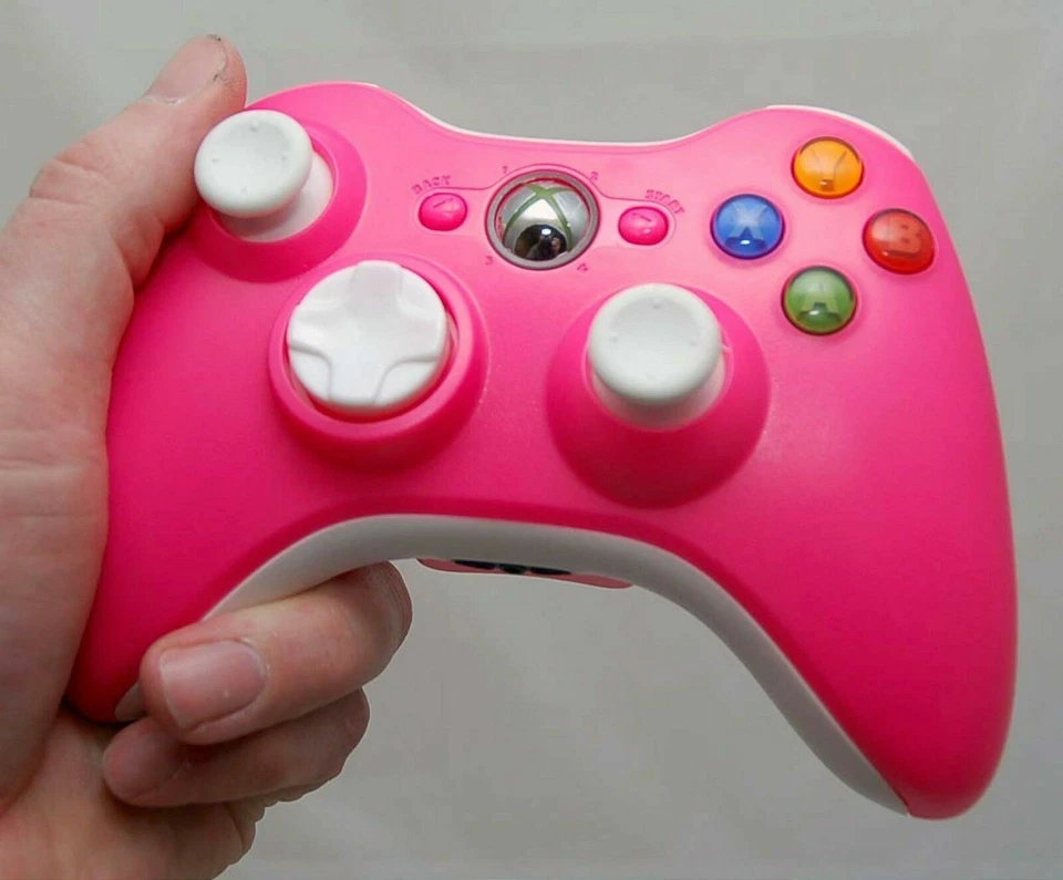 GENUINO Microsoft Xbox 360 ROSA/Blanco Juego y Kit de Carga y Controlador Inalámbrico Foto 4 de 4