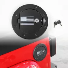 Locking Door Gas Cap Tank Fuel Filler Cover For Jeep Wrangler JK 2007-17 US Flag