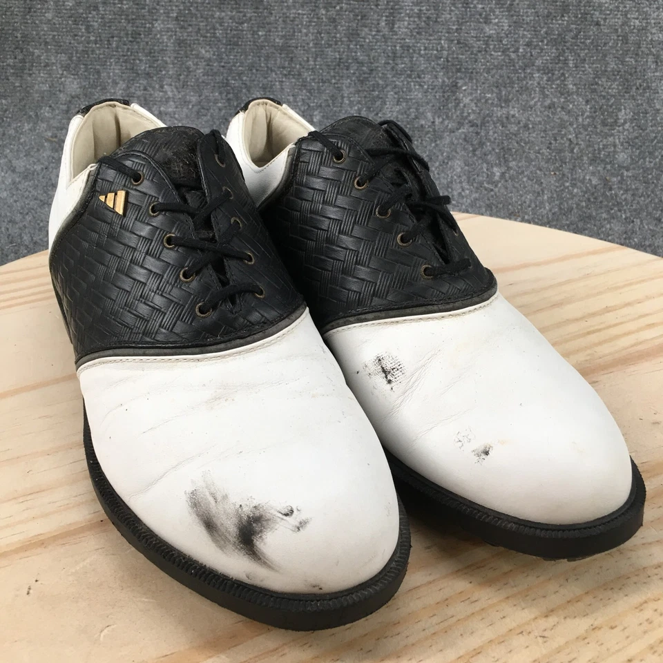 Adidas Shoes Mens 7.5 Z Traxion Spikes Golf Sneakers White Brown Leather Lace Up - Image 3 of 4