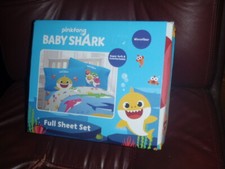 Baby Shark 4 Piece Full Size Sheet Set Microfiber Super Soft Retails 59.99 New