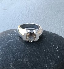 GENUINE SMOKY QUARTZ RING SET IN 925 STERLING SILVER FAST FREE SHIPPING  